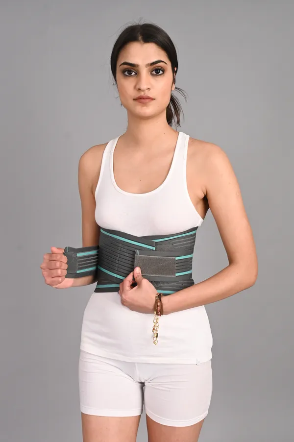 Grey_Medical_Lumbar_Support_Belt_With_Turquoise_Straps