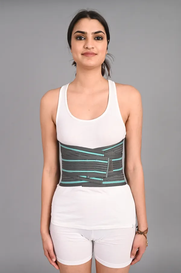 Grey_Medical_Lumbar_Support_Belt_With_Turquoise_Straps