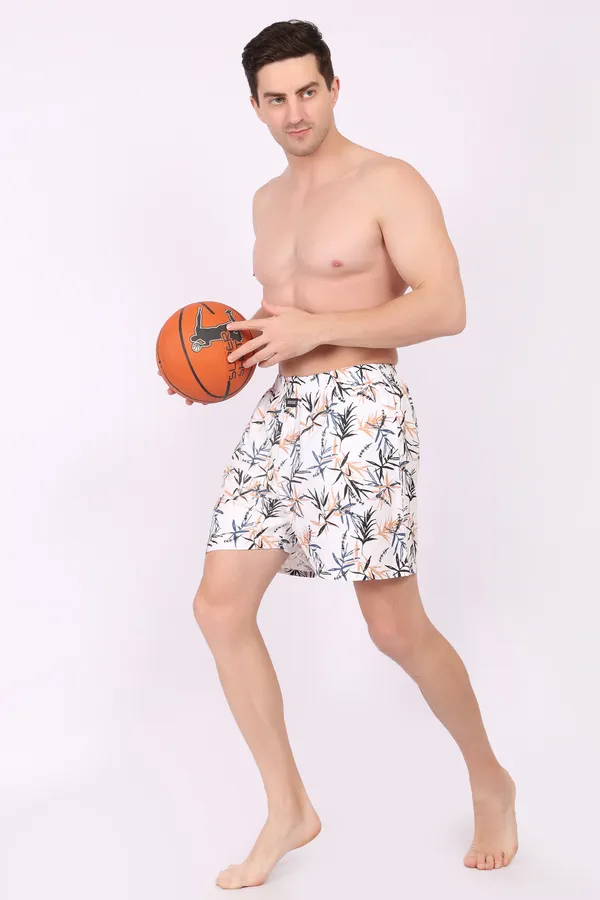 White_Cotton_Floral_Tropical_Leaf_Print_Boxer_Shorts_For_Men