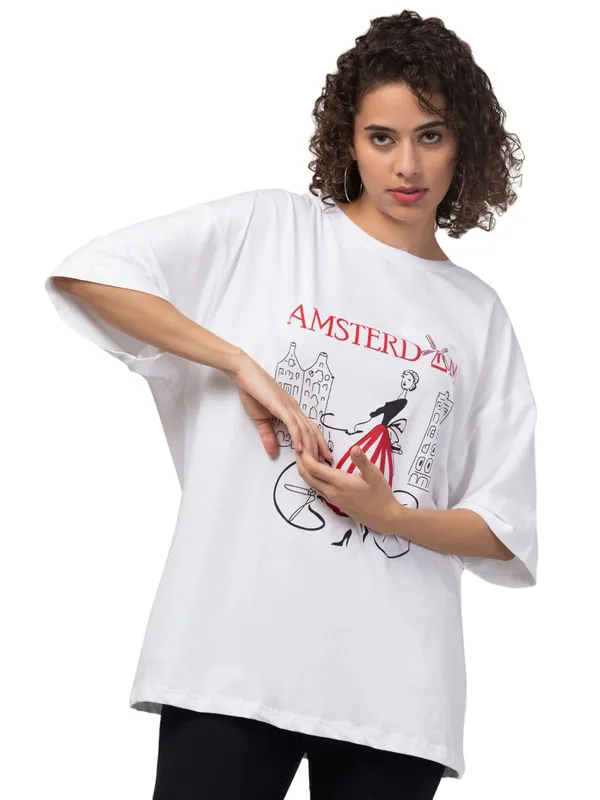 White_Cotton_Oversized_Amsterdam_Graphic_Print_T-Shirt_For_Women