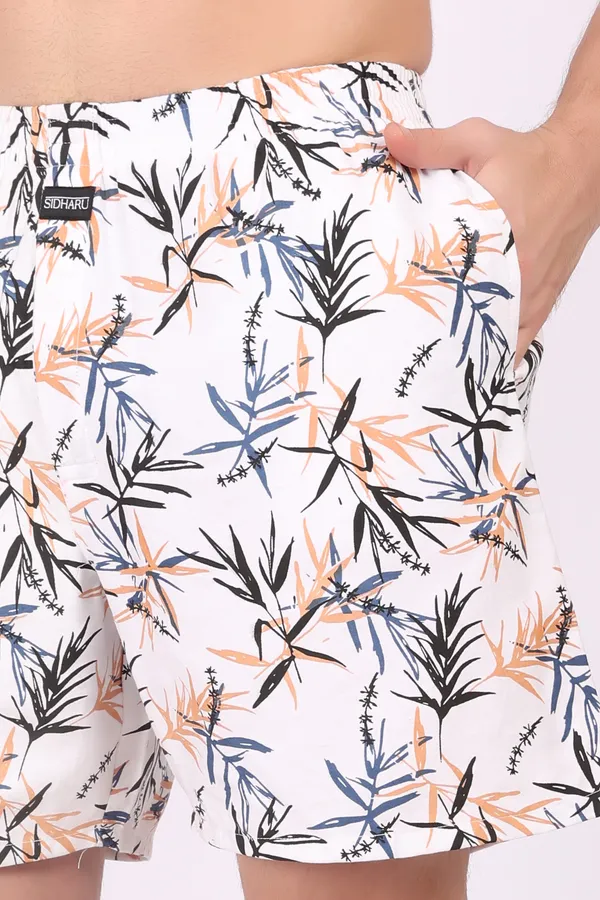 White_Cotton_Floral_Tropical_Leaf_Print_Boxer_Shorts_For_Men