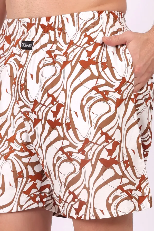 Brown_White_Cotton_Abstract_Swirl_Print_Casual_Shorts_For_Men
