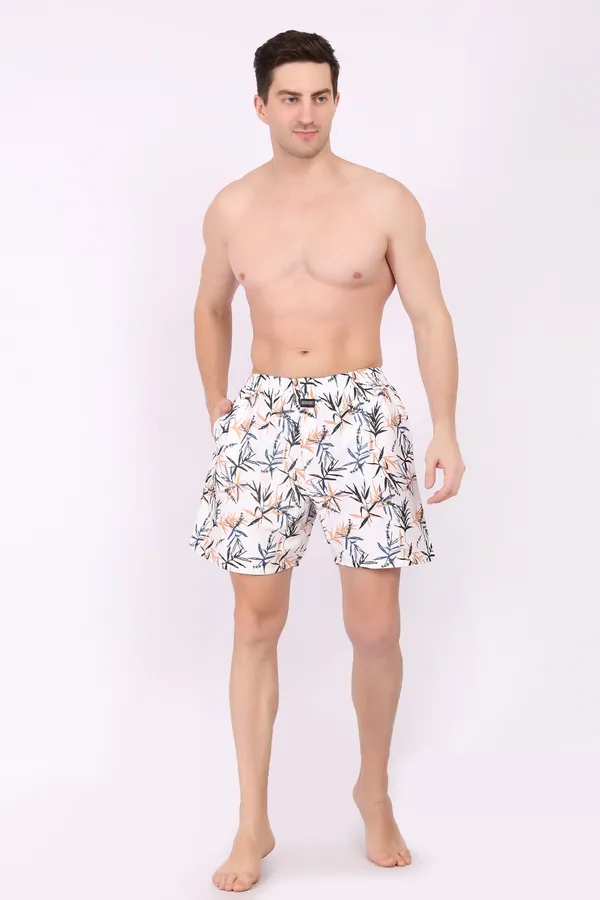 White_Cotton_Floral_Tropical_Leaf_Print_Boxer_Shorts_For_Men
