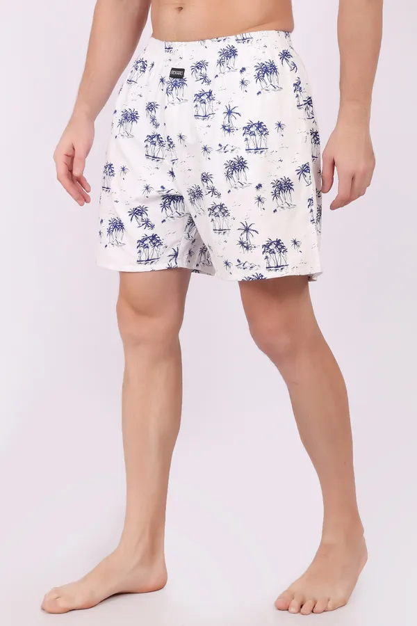 White_Cotton_Tropical_Print_Casual_Shorts_For_Men