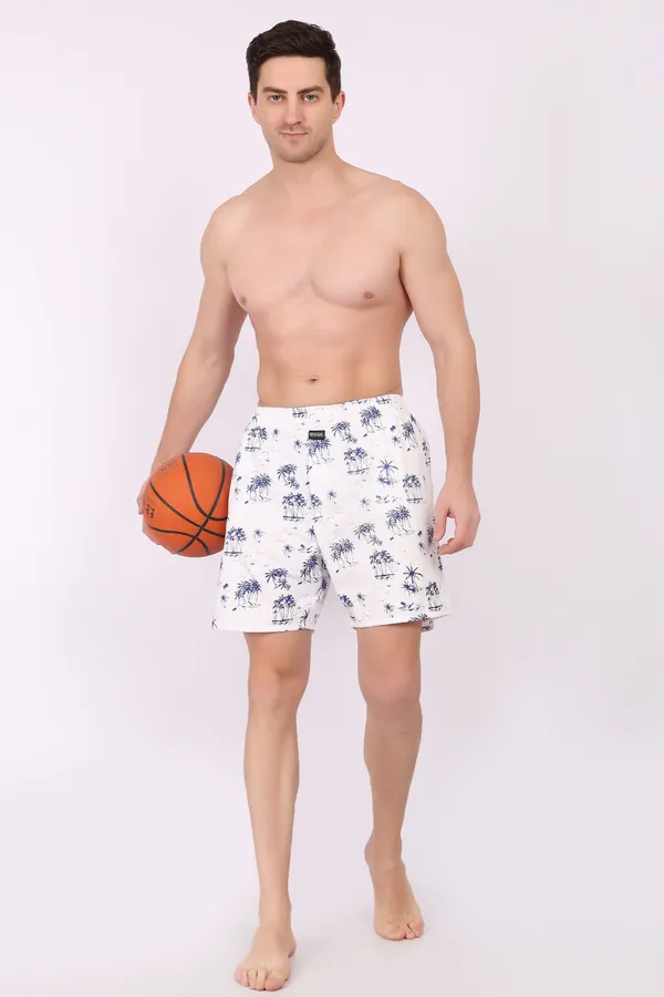 White_Cotton_Tropical_Print_Casual_Shorts_For_Men