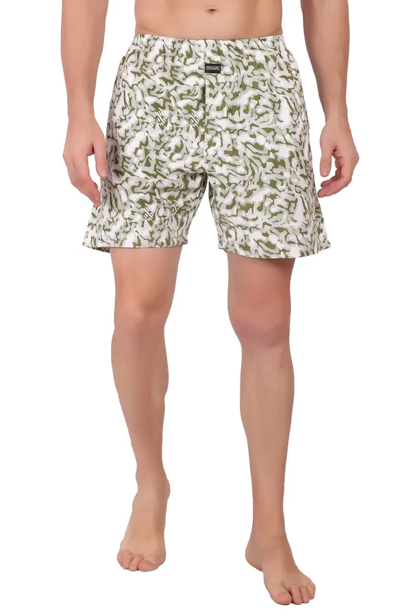 White_And_Green_Cotton_Relaxed_Fit_Boxer_Shorts_For_Men