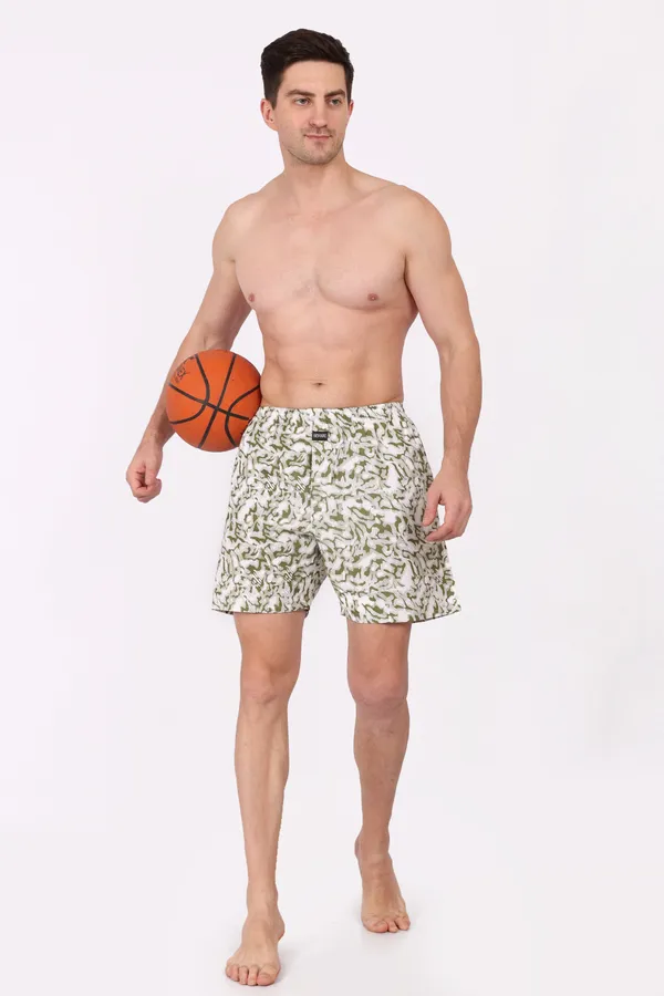 White_And_Green_Cotton_Relaxed_Fit_Boxer_Shorts_For_Men