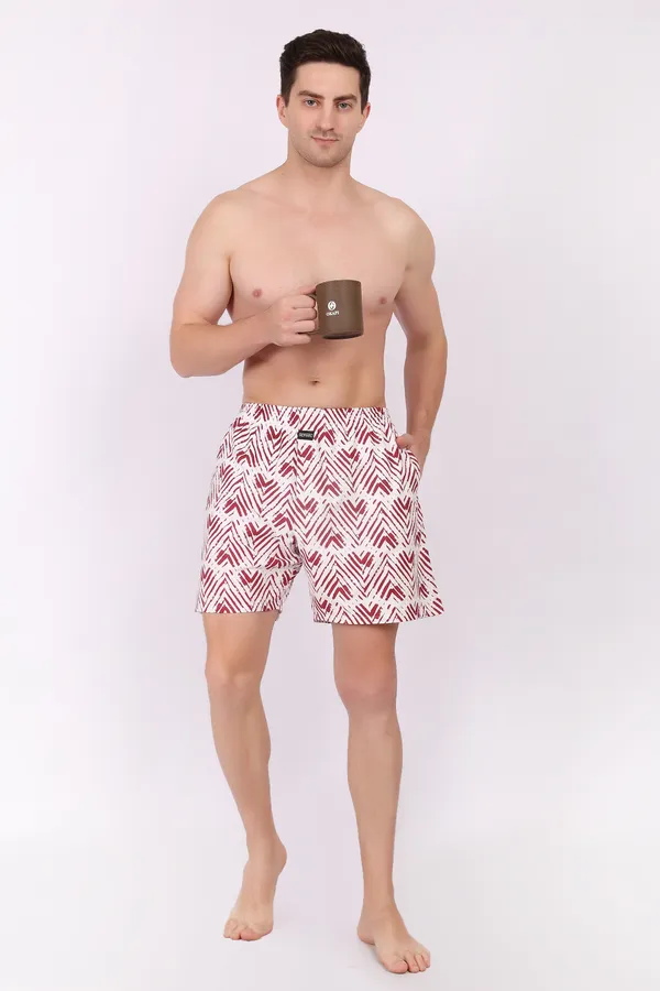 White_And_Maroon_Cotton_Geometric_Chevron_Print_Boxer_Shorts_For_Men