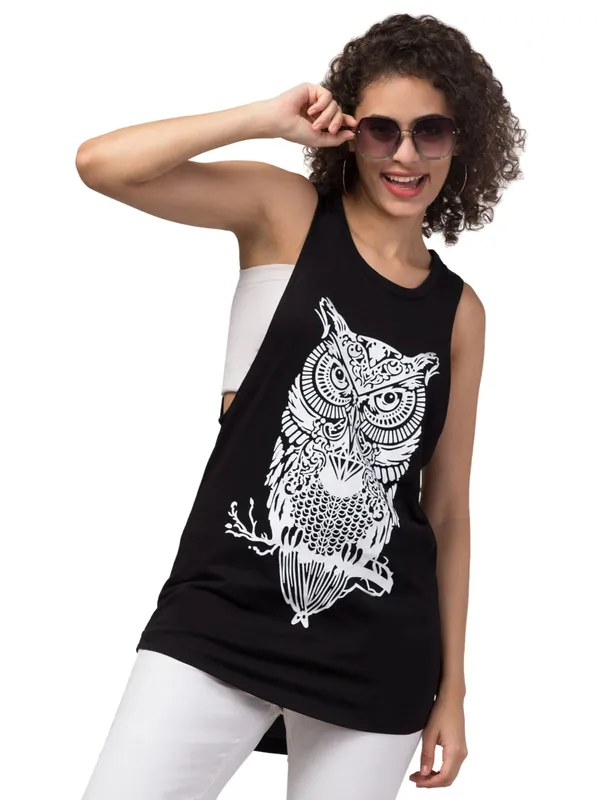 Black_Cotton_Sleeveless_Owl_Graphic_Print_Tank_Top_For_Women