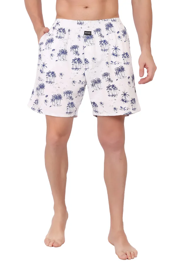 White_Cotton_Tropical_Print_Casual_Shorts_For_Men