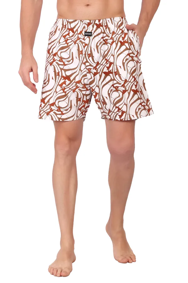 Brown_White_Cotton_Abstract_Swirl_Print_Casual_Shorts_For_Men