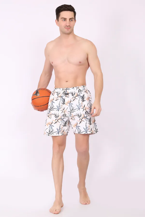 White_Cotton_Floral_Tropical_Leaf_Print_Boxer_Shorts_For_Men