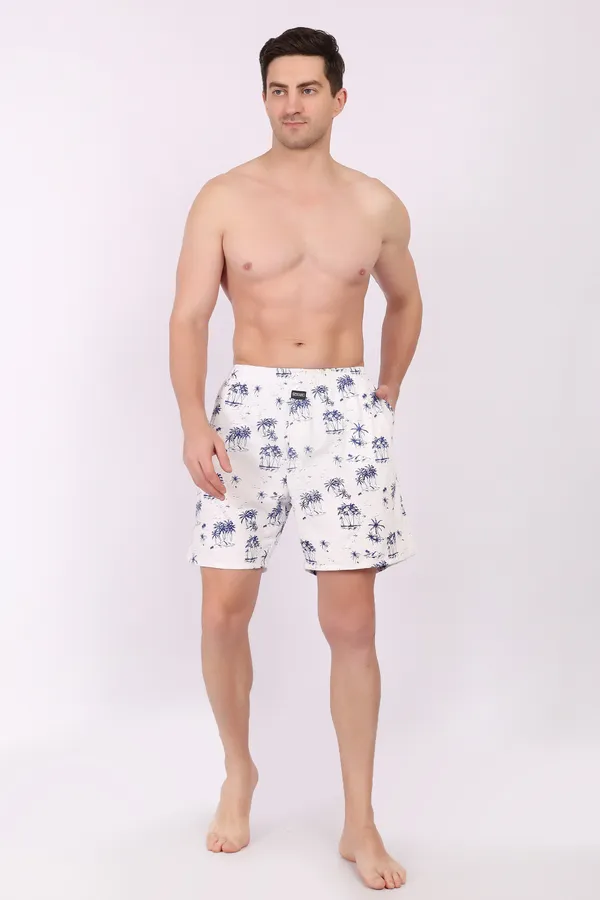White_Cotton_Tropical_Print_Casual_Shorts_For_Men