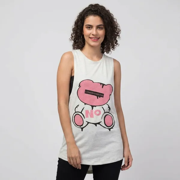 White_Cotton_Sleeveless_Graphic_Print_Long_Top_For_Women