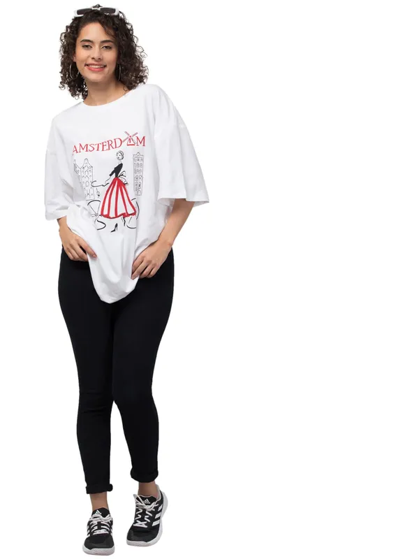 White_Cotton_Oversized_Amsterdam_Graphic_Print_T-Shirt_For_Women
