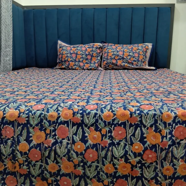 Cotton_Jaipuri_Hand_Print_Blue_and_Beige_Jumbo_King_Size_Bedsheet_with_2_Pillow_Covers
