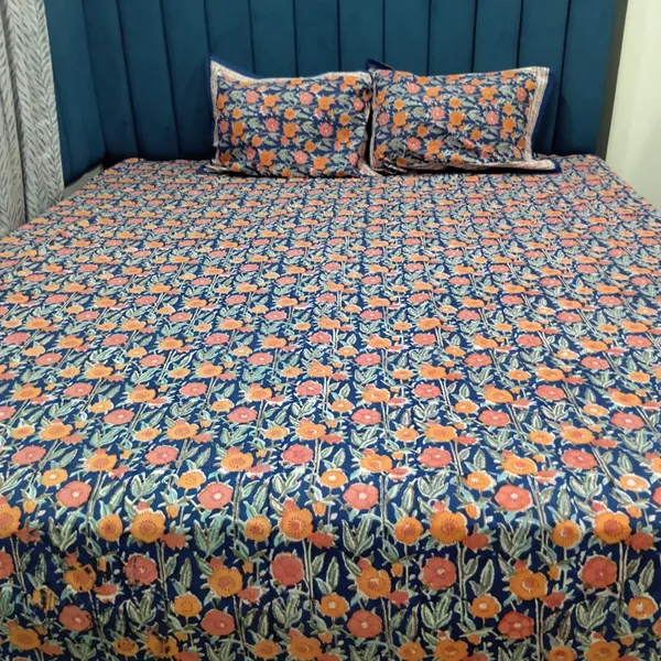 Cotton_Jaipuri_Hand_Print_Blue_and_Beige_Jumbo_King_Size_Bedsheet_with_2_Pillow_Covers