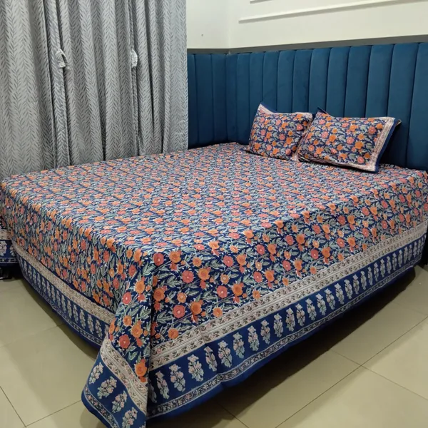 Cotton_Jaipuri_Hand_Print_Blue_and_Beige_Jumbo_King_Size_Bedsheet_with_2_Pillow_Covers