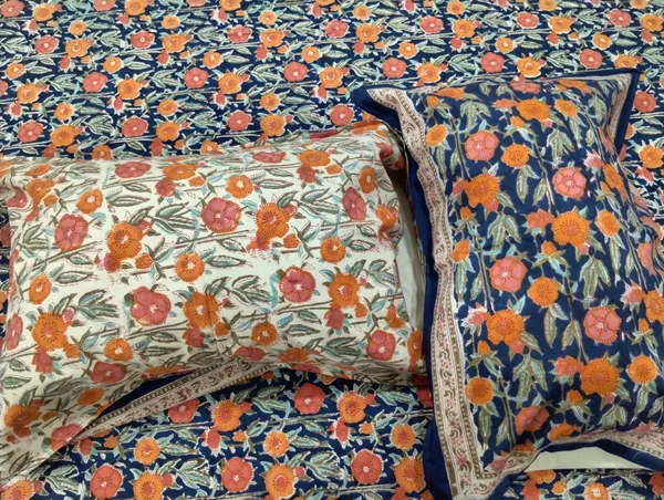 Cotton_Jaipuri_Hand_Print_Blue_and_Beige_Jumbo_King_Size_Bedsheet_with_2_Pillow_Covers