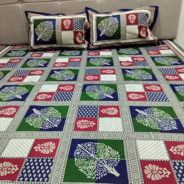 Cotton_Jaipuri_Print_Blue_and_Green_King_Size_Bedsheet_with_2_Pillow_Covers