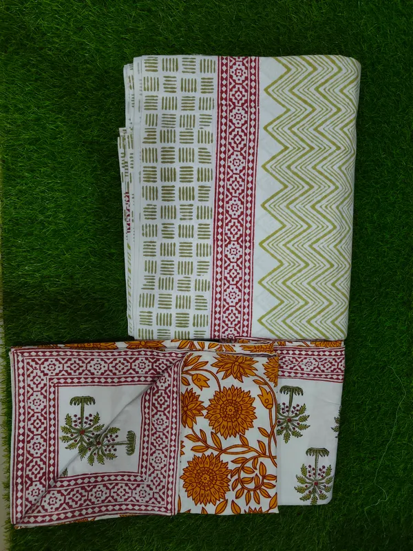 Cotton_Jaipuri_Print_White_and_Green_King_size_Bedsheet_with_2_Pillow_Covers
