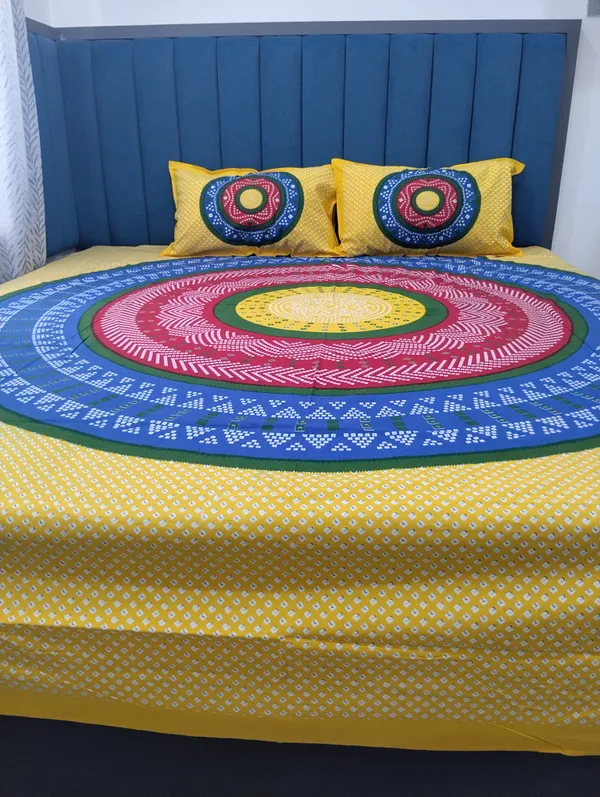 Cotton_Jaipuri_Print_Blue_And_Yellow_King_Size_Bedsheet_With_2_Pillow_Covers