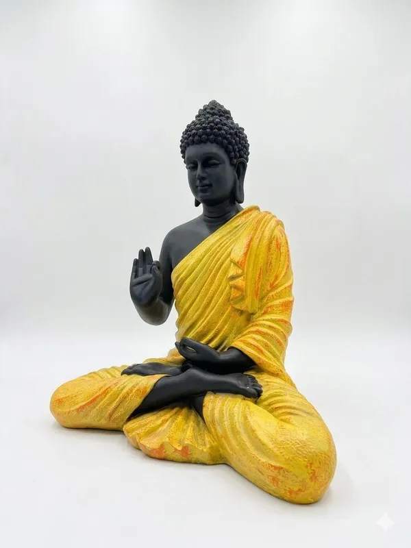 Resin_Spiritual_Meditating_Buddha_Lotus_Pose_Yellow_And_Black_Decorative_Figurine