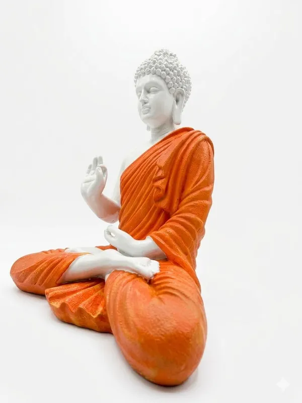 Resin_Spiritual_Meditating_Buddha_Lotus_Pose_Orange_And_White_Decorative_Figurine