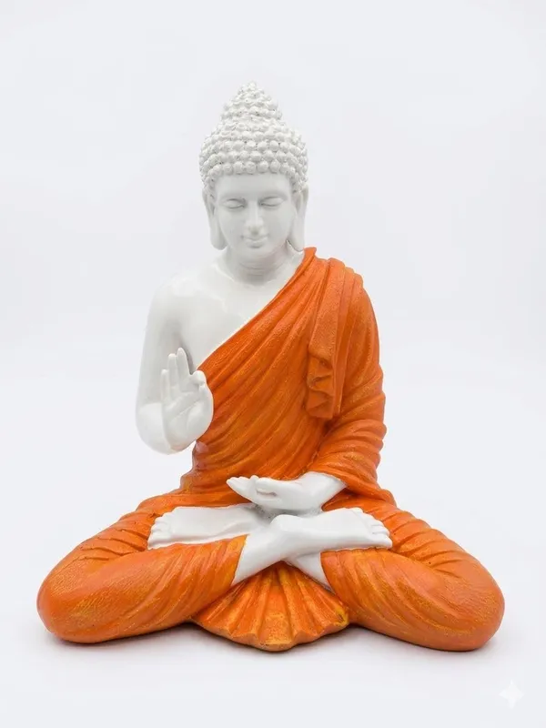 Resin_Spiritual_Meditating_Buddha_Lotus_Pose_Orange_And_White_Decorative_Figurine
