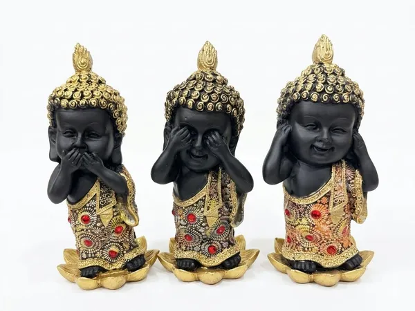Resin_Spiritual_Three_Buddhas_See_Hear_Speak_No_Evil_Black_And_Gold_Figurine_Set_Of_3