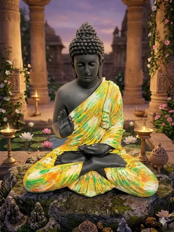 Resin_Spiritual_Meditating_Buddha_Lotus_Pose_Multicolour_Robe_Decorative_Figurine