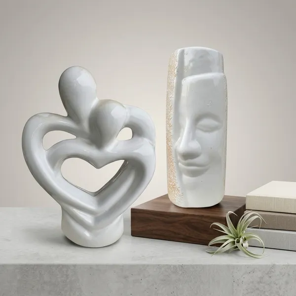 White_Abstract_Resin_Sculpture_Duo