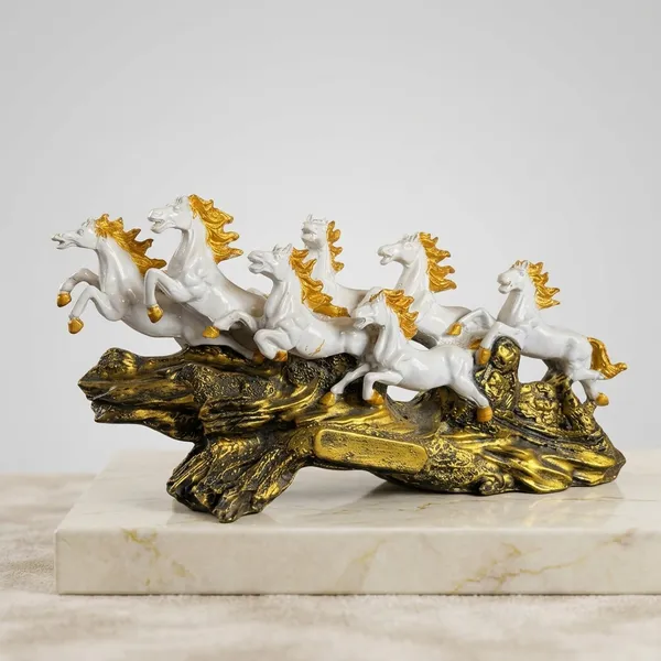 Resin_Regal_Galloping_White_Horse_Golden_Accent_Decorative_Sculpture_Set
