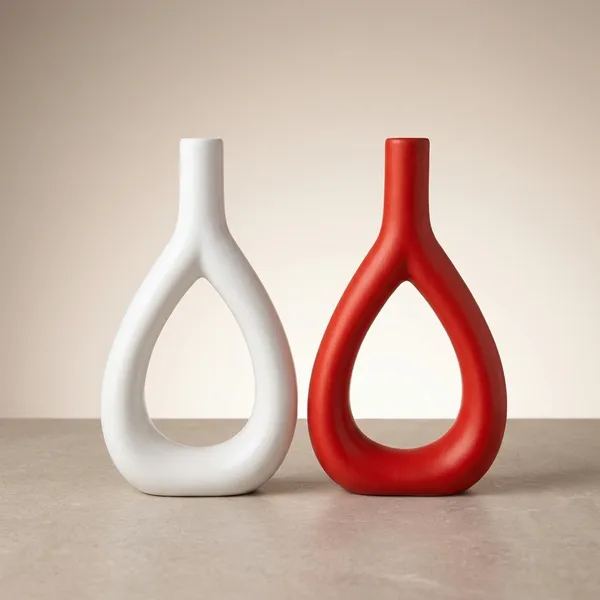 Ceramic_Modern_Wishbone_White_Red_Decorative_Vase_Set_Of_2