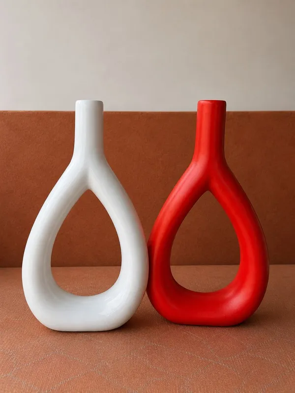 Ceramic_Modern_Wishbone_White_Red_Decorative_Vase_Set_Of_2