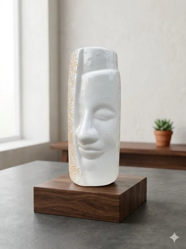 White_Abstract_Resin_Sculpture_Duo