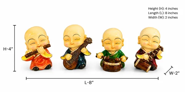 Four_Musical_Monk_Figurines_Set,_Resin_Multicolor