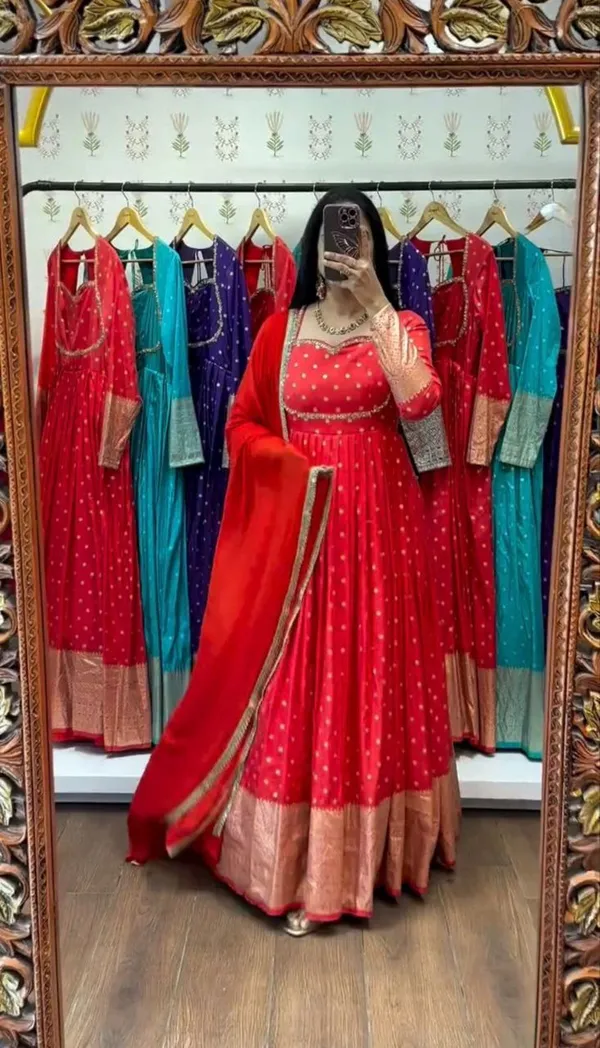 Red_Mirror_Work_Lehenga_Choli_With_Dupatta_-_Traditional_Indian_Ethnic_Wear