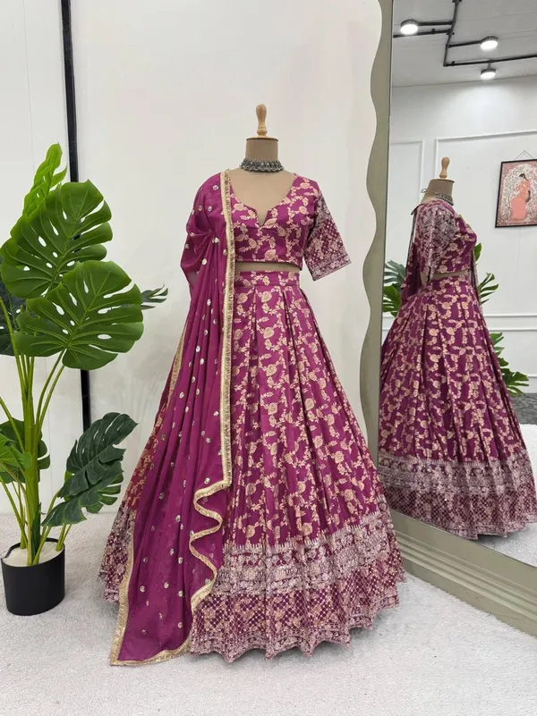 Purple_Embroidered_Lehenga_Choli_With_Dupatta_Set