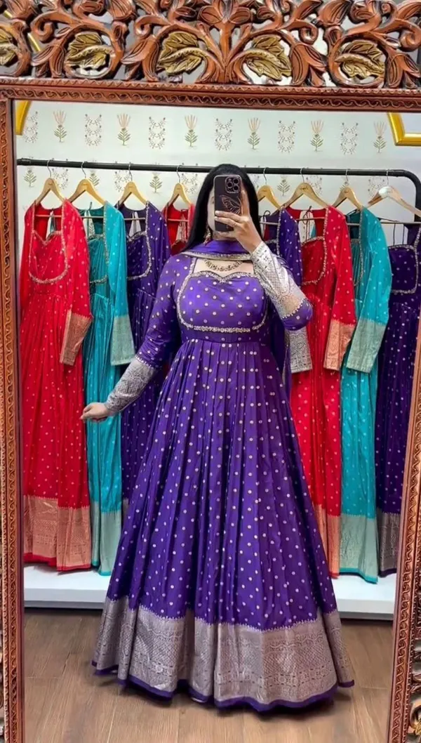 Purple_Mirror_Work_Anarkali_Suit_With_Dupatta