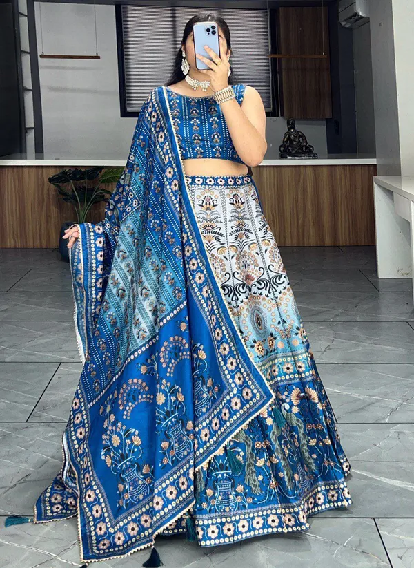 Blue_Embroidered_Lehenga_Choli_Set_With_Dupatta