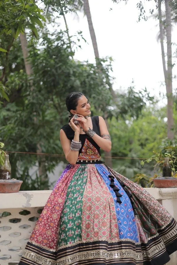 Multicolor_Printed_Lehenga_Choli_With_Black_Velvet_Border_-_Traditional_Indian_Ethnic_Wear