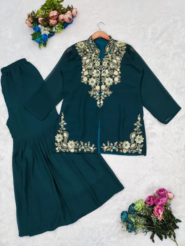 Teal_Green_Embroidered_Sharara_Suit_Set