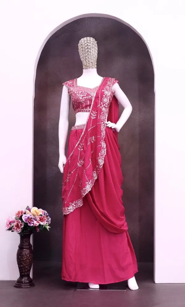 Magenta_Embellished_Lehenga_Choli_With_Dupatta_-_Ethnic_Wear_Set