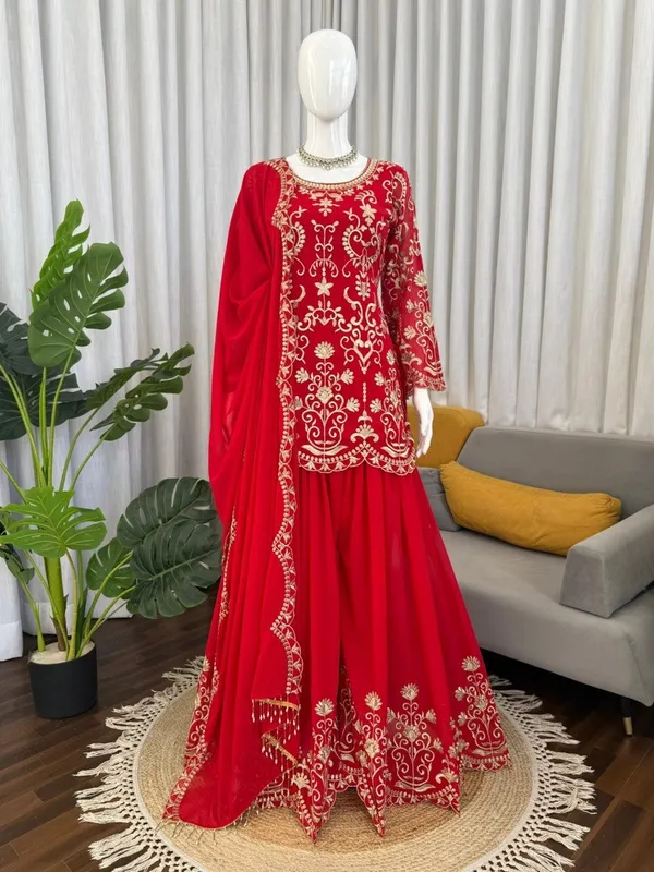 Red_Bridal_Sharara_Suit_Set_With_Golden_Embroidery