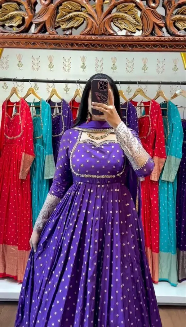 Purple_Mirror_Work_Anarkali_Suit_With_Dupatta