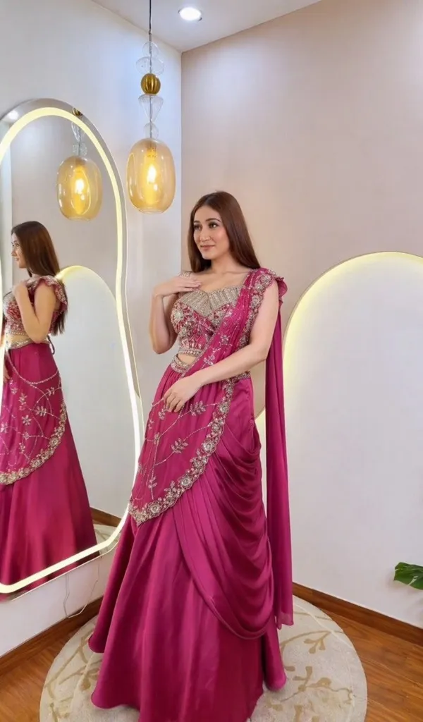 Magenta_Embellished_Lehenga_Choli_With_Dupatta_-_Ethnic_Wear_Set