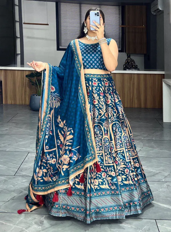 Blue_Embroidered_Lehenga_Choli_Set_With_Dupatta