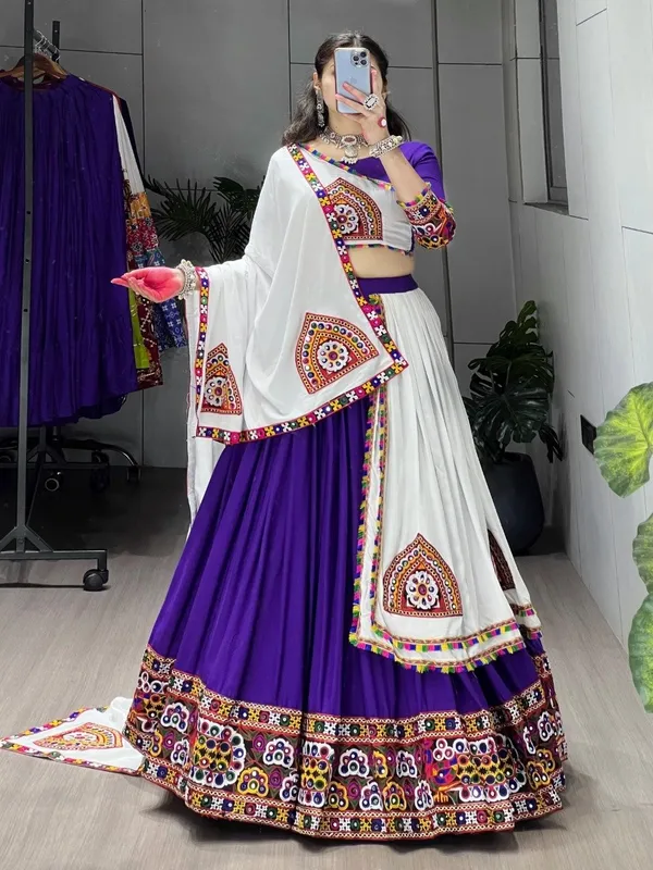 Purple_And_White_Navratri_Chaniya_Choli_With_Embroidered_Mirror_Work