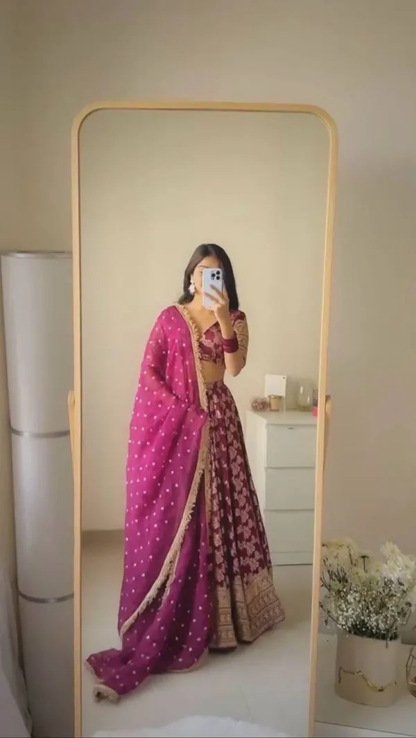 Purple_Embroidered_Lehenga_Choli_With_Dupatta_Set
